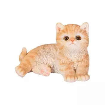 Ubia Brown Tabby and White Cat Lying Sideways x x 7 cm Doll Figure Ornament Animal Garden Decoration Cat H23031 10.3 7.5