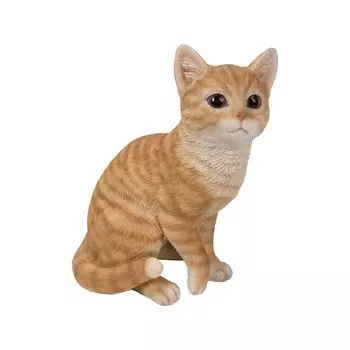 Ubia Brown Tabby Cat Sitting on a Roll 12 x 8 x cm Doll Figure Ornament Animal Garden Decoration Cat (Small) 14.2 H14276-1
