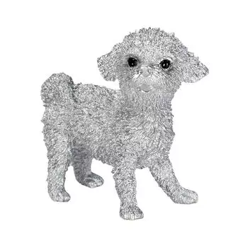 Ubia Metal Pet Maltipoo Silver x x cm Doll Figure Ornament Animal Garden Decoration Dog 4.5 2.5 4.3 H24021-J13