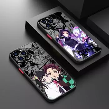 Убийца демонов аниме для Apple iPhone 15 14 13 12 Mini 11 XS XR X 8 7 Pro Max Plus матовый полупрозрачный чехол для телефона из ТПУ iPhone 7 8