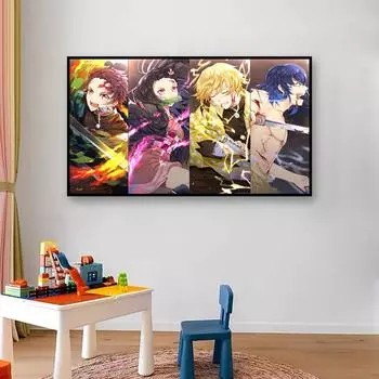 Убийца демонов аниме постер Танджиро Недузи мультфильм декоративная картина на холсте детская комната настенные художественные принты современный домашний декор фрески без рамки 21*30cm No Frame