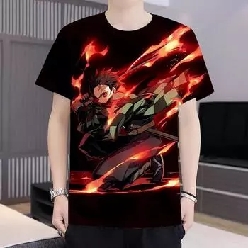 Убийца демонов: Футболка с короткими рукавами и 3D-цифровым принтом Kimetsu no Yaiba S