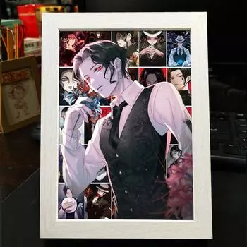 Убийца демонов: Kimetsu No Yaiba — фото-украшение «Двенадцать лун демонов» с изображением Музана Кибуцудзи, Кокусибо, Даки и Гютаро — готовый подарок на стенде no misery