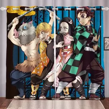 Убийца демонов мультфильм аниме пылезащитные шторы для балкона для гостиной спальни затемняющие шторы полиэстер дом 100x140