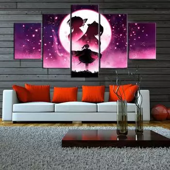 Убийца Демонов, настенные художественные принты, модульный постер Kochou Shinobu Kimetsu No Yaiba, холст, живопись, изображения персонажей аниме, домашний декор 20x35cm*2 20x45cm*2 20x55cm*1