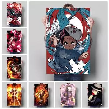 Убийца Демонов, украшение, картина, фреска, постер с персонажами аниме, холст, картина и настенные художественные принты для детской комнаты, современный домашний декор, без рамки 21*30cm