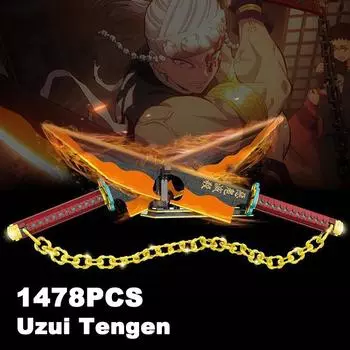 Убийца демонов Узуи Тенген Меч Аниме Строительные блоки Нож Оружие Игрушка Катана Модель Сборные кирпичи Подарки для детей