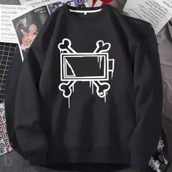 убийственные дроны Uzi DoorUnisex Bone Batttery толстовка с капюшоном oversize аниме с круглым вырезом толстовки пуловер Унисекс Унисекс Плюс размер L