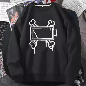убийственные дроны Uzi DoorUnisex Bone Batttery толстовка с капюшоном oversize аниме с круглым вырезом толстовки пуловер Унисекс Унисекс Плюс размер L
