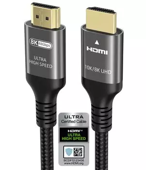 Ubluker 10k 8k 4k HDMI Cable Ultra High Speed 4k 120Hz 144Hz 2k 165Hz 8k 60Hz ARC eARC 48Gbps 1ms 12bit Dolby Atmos 3D 5D Compatible with Apple TV Mac