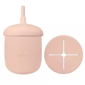 UBMom Infant Силиконовая соломенная чашка для закусок Mongmong 220 мл, Коралловый, 1 шт.