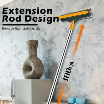 Уборка в углах и зазорах в ванной комнате. Длинная ручка, жесткая щетина, V-образная, два в одном. Щетка для пола с пазами. белый