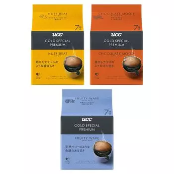 UCC Gold Special Premium Drink Comparison Ассорти из 7 чашек x 3 вида каждого вида фруктово-орехового шоколада [Набор продуктов] (Капельный кофе) (21 чашка) (1 волна,