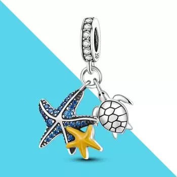 UCHARM Sea Turtle Starfish Charms Silver Plating Fit Original Charm Bracelet Diy Dangle Charms Support Dropshipping
