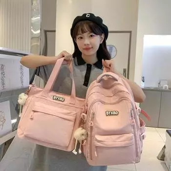 Учащиеся средней школы, школьная сумка для девочек, однотонная сумка через плечо, женский рюкзак большой емкости handbag чёрный