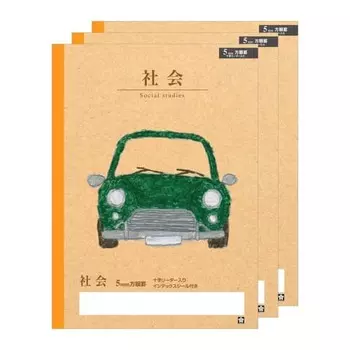 Учебная тетрадь Sakura Crepas по обществознанию, 5 мм, графика B5, дизайн Yusuke Yonezu Car 3 книги NP46(3)
