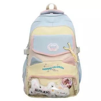 Ученики младших классов средней школы большой емкости школьный рюкзак цветной блок женский колледж дорожный рюкзак хаки