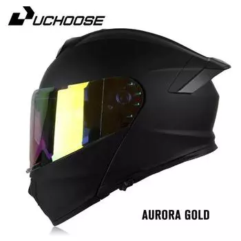 Uchoose DOT Approved Full Face Helmets Crash Мотоциклетная Защитная Экипировка Мужская Женщин Откидной Шлем Мотоцикл Двойной Солнцезащитный Козырек S
