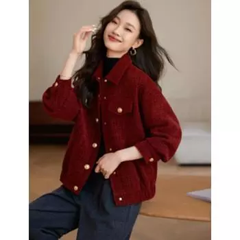 Удачная красная куртка с запахом удачи, новая зимняя рубашка с лацканами, модная куртка в стиле ретро S