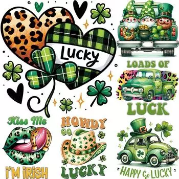 Удачный день, утюг на патче St.. Наклейки Patrick Green Parches Ropa Diy Наклейка для одежды Термопресс Аппликация Футболка Утюг На Заплатках