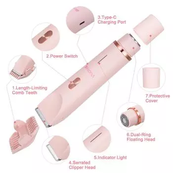 Удаление волос для женщин, триммер для волос в носу, триммер для бровей, бритва для тела 0 розовый