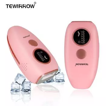 Удаление волос TEWIRROW IPL с системой окружающего охлаждения на 360 ° Перманентное средство для удаления волос безболезненное домашнее использование 999999 вспышек для лица, рук, подмышек, ног, линии бикини EU Plug розовый