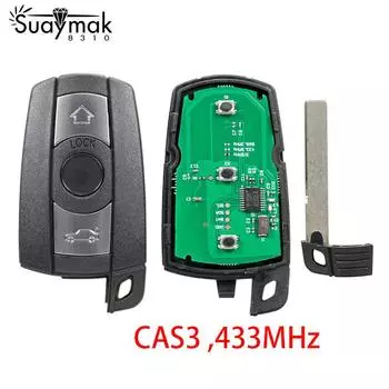 Удаленный ключ с 3 кнопками для BMW 1 3 5 6 серии X1 X5 X6 Z4/433 МГц/CAS3, система бесключевого доступа с чипом/ID46 1pc чёрный
