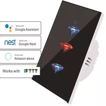 Удаленный сенсорный настенный светильник Wi-Fi с интеллектуальным голосовым управлением(3 канала) US/Au чёрный