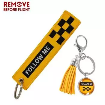 Удалить перед полетом, брелок «Следуй за мной» для сумок, бирка с вышивкой, брелок для авиационных подарков жёлтый