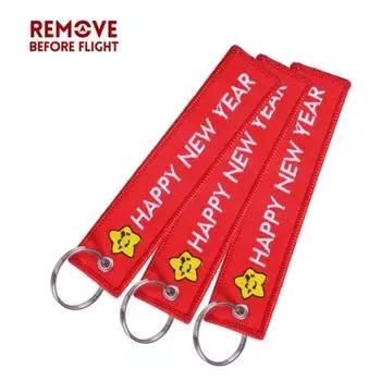 Удалите перед полетом брелок с вышивкой и тканой биркой с Новым годом, рождественский подарок красный