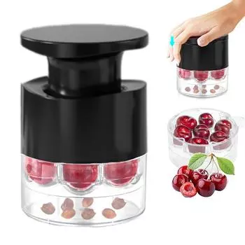 Удалитель косточек вишни, Инструмент для удаления косточек вишни, Быстрый инструмент 7-в-1 для удаления косточек вишни, Инструмент для удаления косточек нескольких вишен чёрный