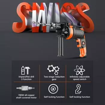 Ударная дрель AC220V 1000 Вт 1280 Вт 3000 об/мин электрическая пистолетная дрель бытовая многофункциональная электрическая отвертка маленькая электрическая дрель