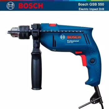 Ударная дрель Bosch GSB 550, 550 Вт, многофункциональная профессиональная электрическая дрель, отвертка, ручной перфоратор, электроинструмент 0-2700 об/мин