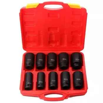 Ударная головка Hublock Nut Глубокая головка с футляром для хранения привод дюймовый 19 мм шестигранник 10 шт. Автомобильное обслуживание грузовик автобус