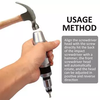 Ударная отвертка Ручной инструмент Портативный для ослабления болтов Удаление неподатливых крепежей Набор отверток Ручная отвертка