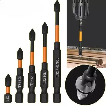 Ударная сильная магнитная отвертка, крестообразная головка 25/50/65/70/90/150, антикоррозионные биты, шестигранная бита 1/4 дюйма для электрической отвертки, набор винтов для электрической дрели Cross screwdriver