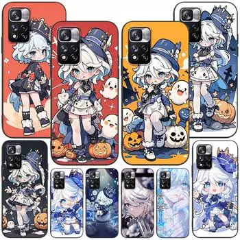 Ударный чехол Furina Genshin для Xiaomi Redmi Note 8 10 11 9 10S 12 Pro Plus 7 8T 9S 12S 11S 11T 11E, мягкий черный чехол из ТПУ для телефона Redmi Note 7