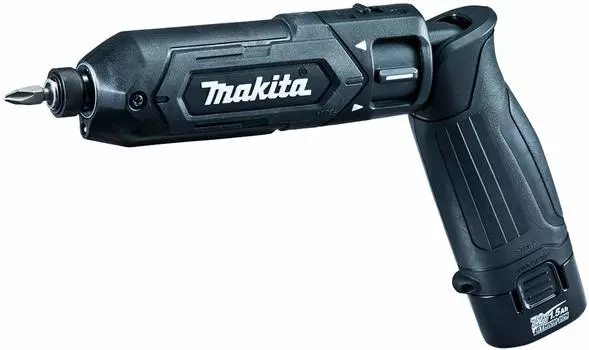 Ударный гайковерт Makita TD022 черного цвета, крутящий момент 25 Нм, в комплект входят 2 аккумулятора и зарядное устройство TD022DSHXB (7,2 В) 1.5Ач чёрный