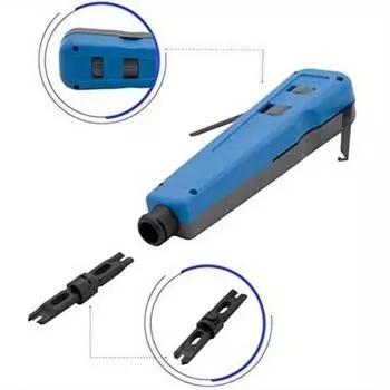 Ударный инструмент с двойными лезвиями, инструменты для ударных клемм Keystone для сетевых проводов, клещи для зачистки сетевых кабелей CAT6/CAT5/CAT3 синий