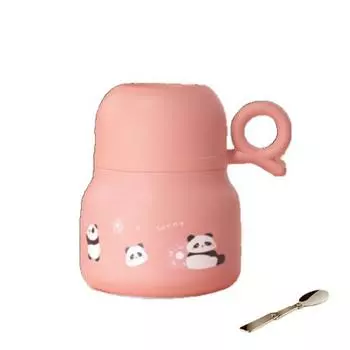Ударопрочная чашка для тушеного мяса «Панда» из нержавеющей стали, термос с вакуумной колбой из нержавеющей стали для дома розовый