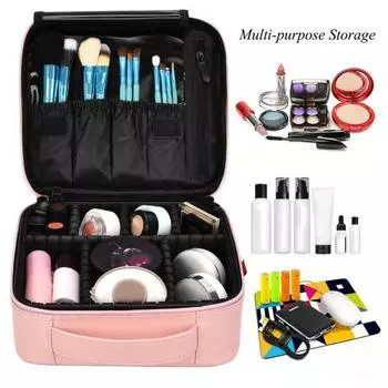 Ударопрочная косметичка с ручкой из искусственной кожи, креативный органайзер для хранения косметики для ванной комнаты розовый