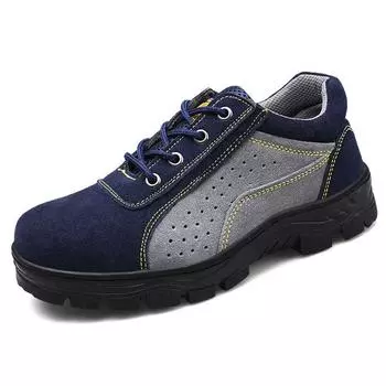 Ударопрочные и устойчивые к проколам сварщика стальные Baotou дезодорирующие на четыре сезона, износостойкие и нескользящие защитные рабочие ботинки 868 blue-gray ventilation with holes; 36