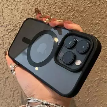 Ударопрочный акриловый магнитный прозрачный чехол для телефона iPhone 15 14 13 12 11 Pro Max 14 Plus для беспроводной зарядки Magsafe, жесткий чехол для ПК For iPhone 11 ProMax темно-фиолетового