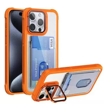 Ударопрочный акриловый жесткий чехол для iPhone 16 Pro Max 15 14 Plus 13 11 складной объектив подставка прозрачный слот держатель для карт кошелек чехол For iPhone 13 темно-зеленого