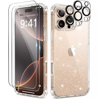 Ударопрочный блестящий чехол для iPhone 16 Pro Max 15 Plus 14 13 Mini 12 11, защитный чехол для объектива камеры, блестящая прозрачная защита, милый чехол для телефона, аксессуар For iPhone 16 чистый