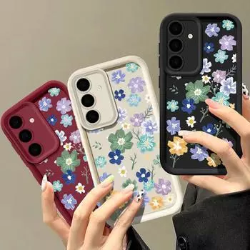 Ударопрочный чехол цвета конфет для Samsung S24 S22 Ultra Pus S23 S21 S20 Fe A55 A54 A53 A52 A35 A34 A15 A14 5g силиконовый мягкий цветочный чехол Samsung S24 чёрный