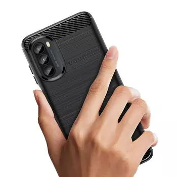 Ударопрочный чехол для телефона Motorola G52 Moto G82 5G Роскошный силиконовый чехол для moto g71s Мягкие чехлы из углеродного волокна For Moto G52 чёрный