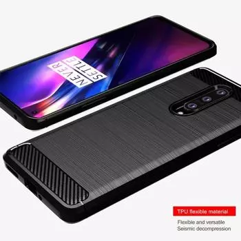Ударопрочный чехол для телефона Oneplus 8 1+8 Роскошная силиконовая задняя крышка для oneplus8 one plus 8 Мягкие чехлы из углеродного волокна For Oneplus 8 чёрный