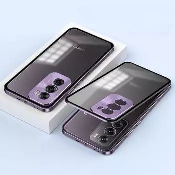 Ударопрочный чехол для телефона OPPO Reno 12 Pro, алюминиевый сплав, металлический каркас, матовая прозрачная акриловая задняя крышка для Reno 12Pro Reno 12 Pro серебряный