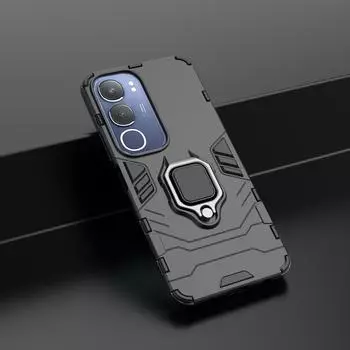 Ударопрочный чехол для телефона с улучшенным металлическим кольцом и подставкой, защитный чехол для vivo Y29 5G VIVO Y29 5G синий